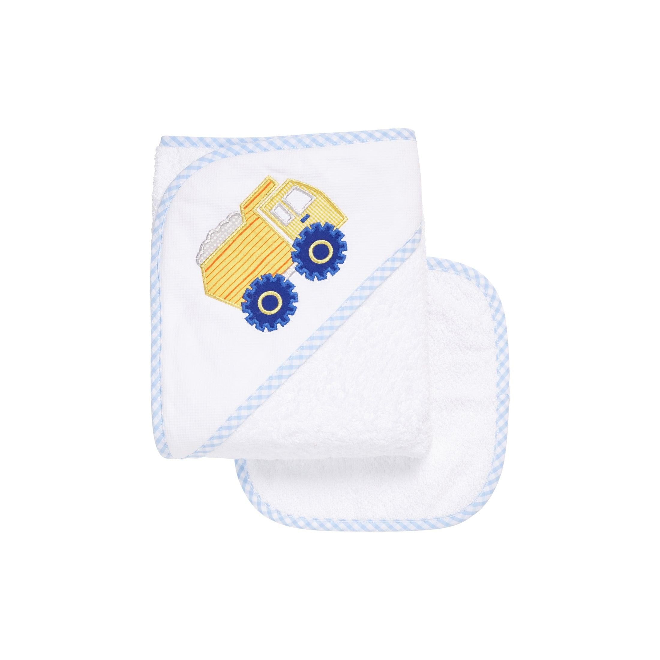 Dump Truck Baby Hooded Towel & Washcloth Set