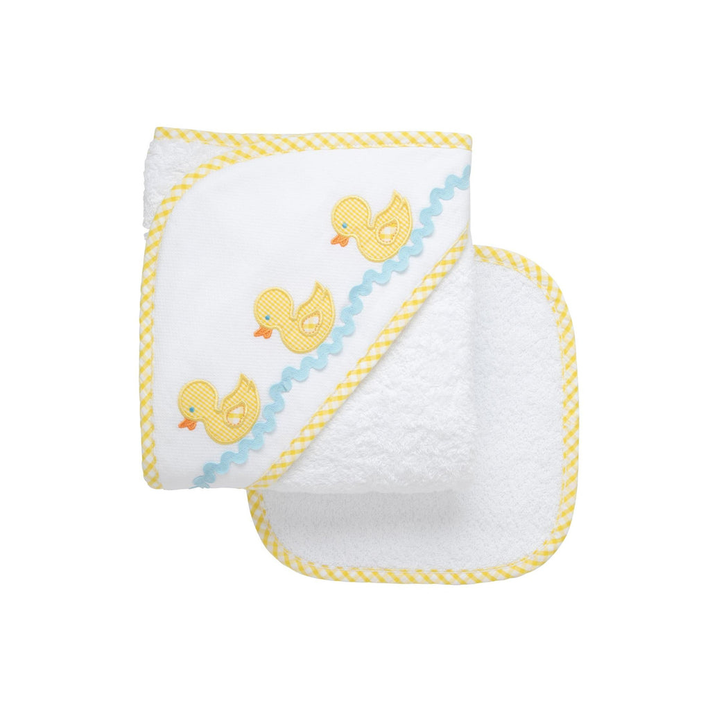 Duck Applique Hooded Towel & Washcloth Set