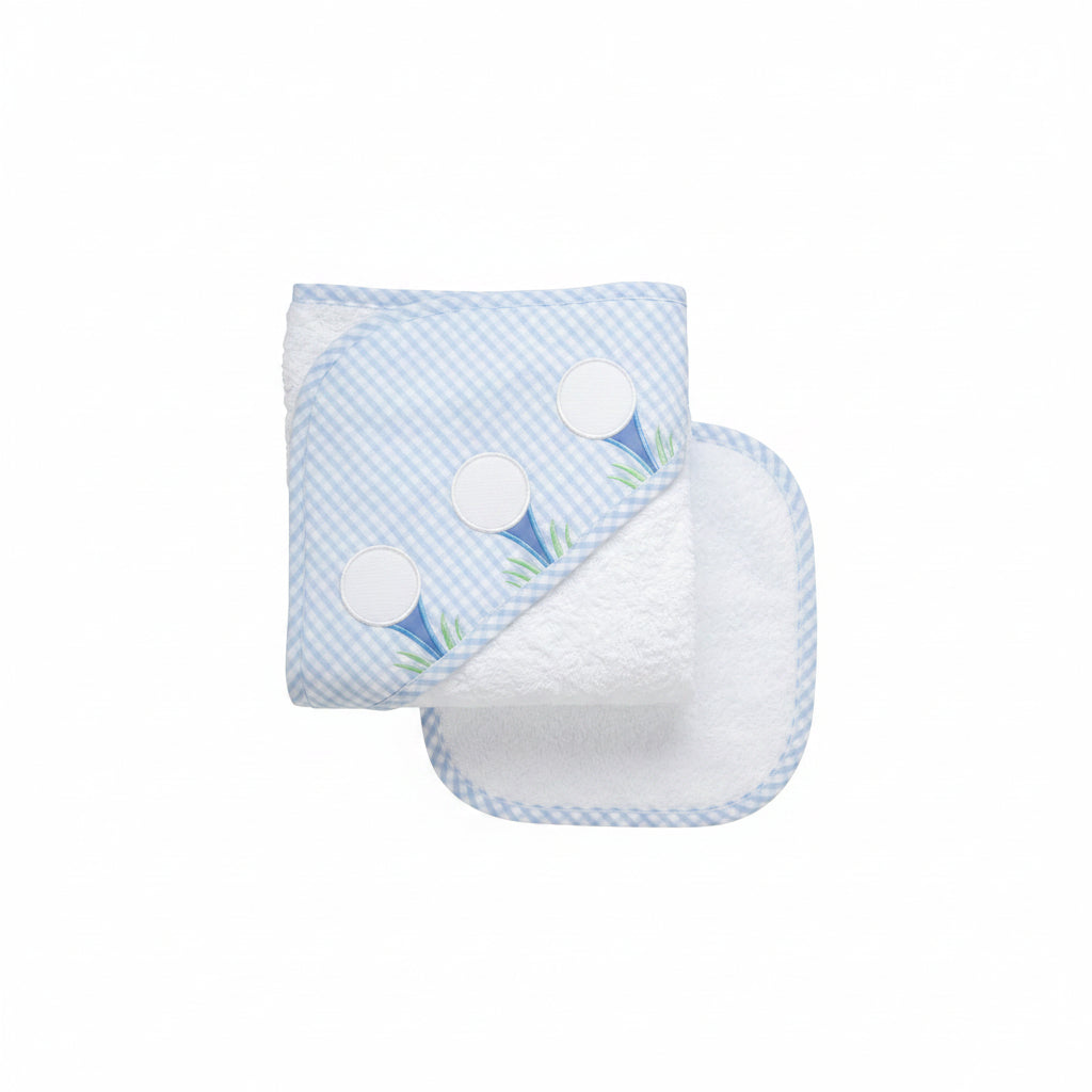 Hooded Towel & Washcloth set by 3Marthas with Golf design