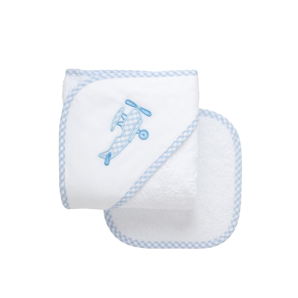 Airplane Applique Hooded Towel & Washcloth Set