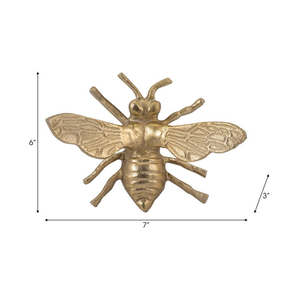 Decorative Figurine - Gold Metal Decorative Busy Bee, 8 in.