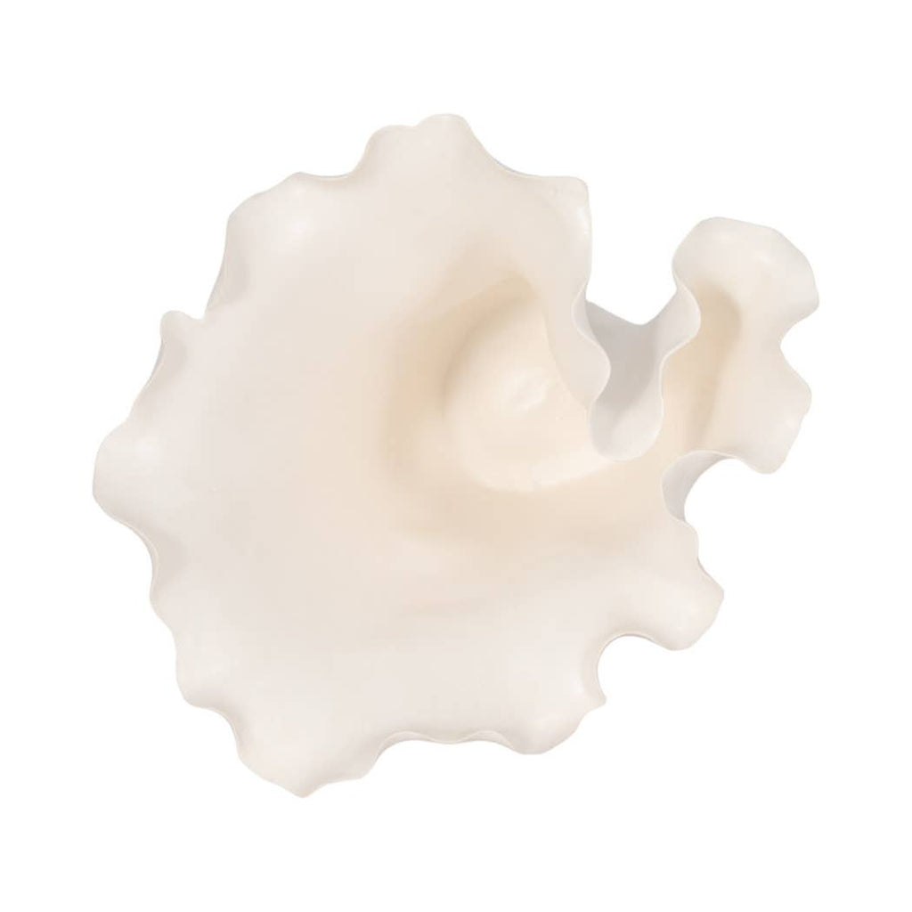 White Ruffled Ceramic Vase, 11 in.