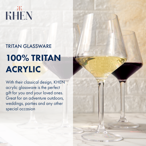 Acrylic Unbreakable Stemmed Plastic Wine Glasses | Set of 4