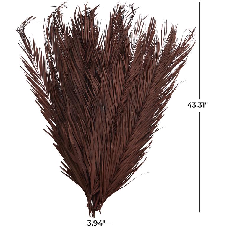 Dark Brown Dried Plant Palm Leaf Natural Foliage With Feather Inspired Stems