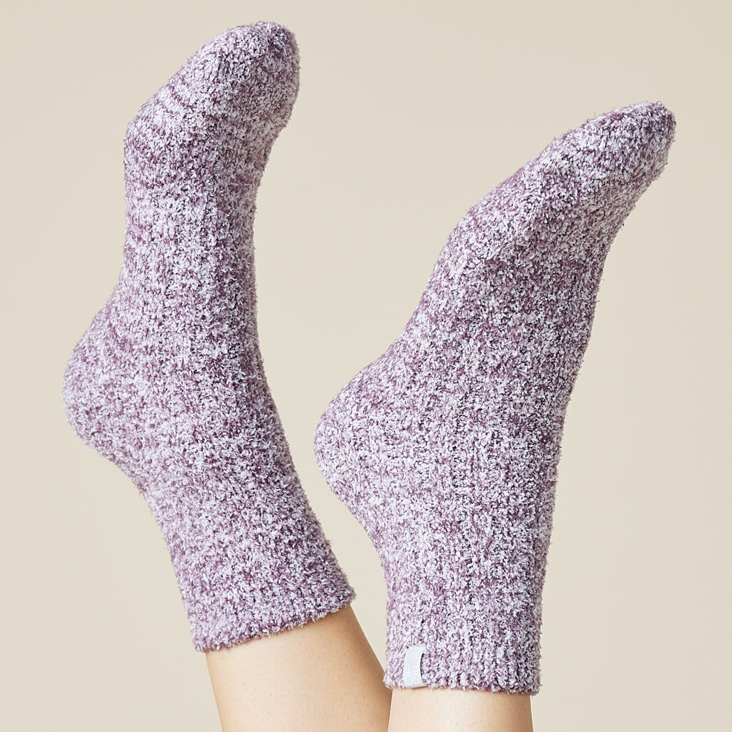 Marshmallow Crew Socks in Heather Driftwood | Softies