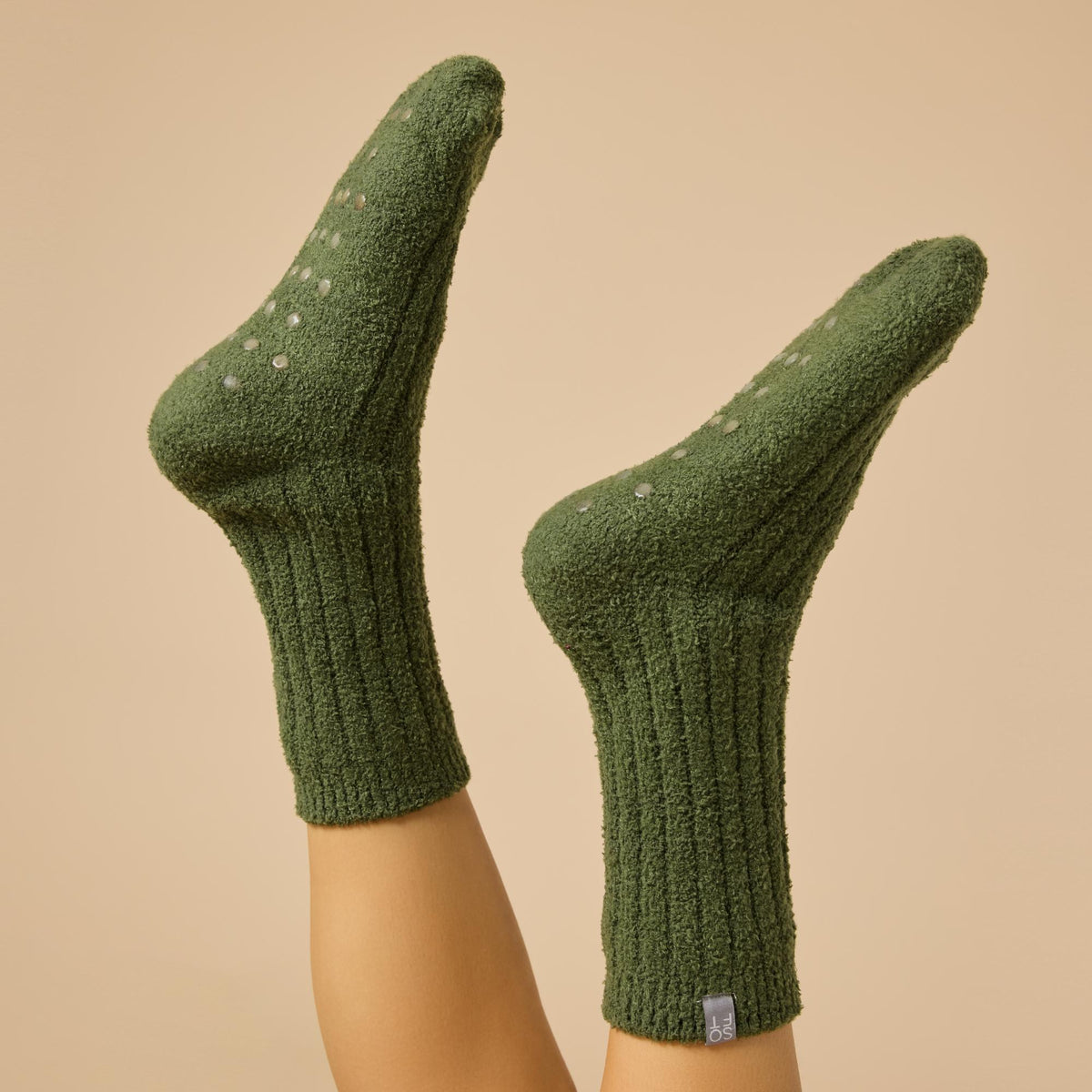 Marshmallow Crew Socks in Olive | Softies
