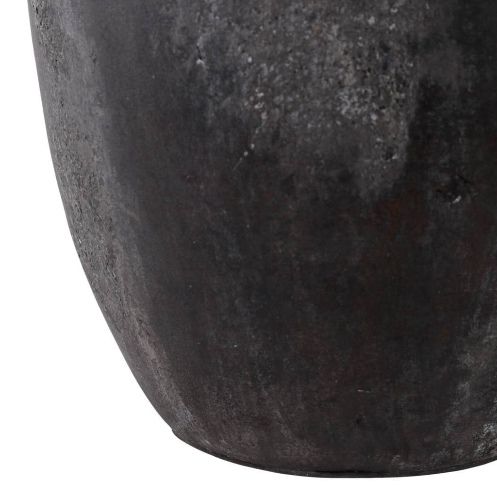 Decorative Vase - Black Ceramic Textured Surface, 12 in.