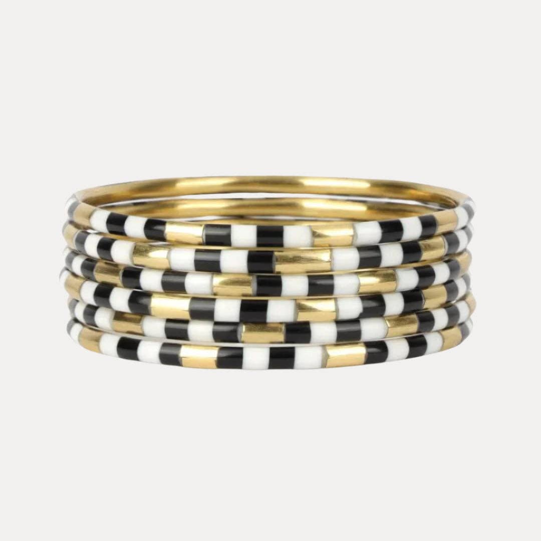 Black/White Veda Bangles - Set of 6