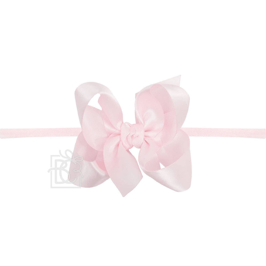 Thin Nylon Headband with Satin Hair Bow