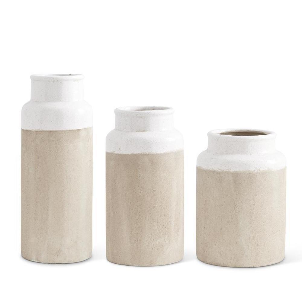 Ceramic Vases W/Light Glazed Top