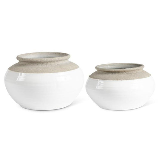 White and Natural Stone Ceramic Pots