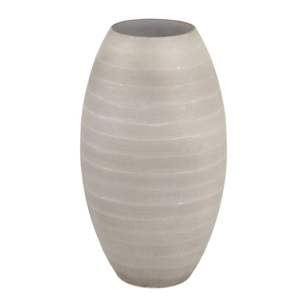Rustic Gray Etched Glass Decorative Vase