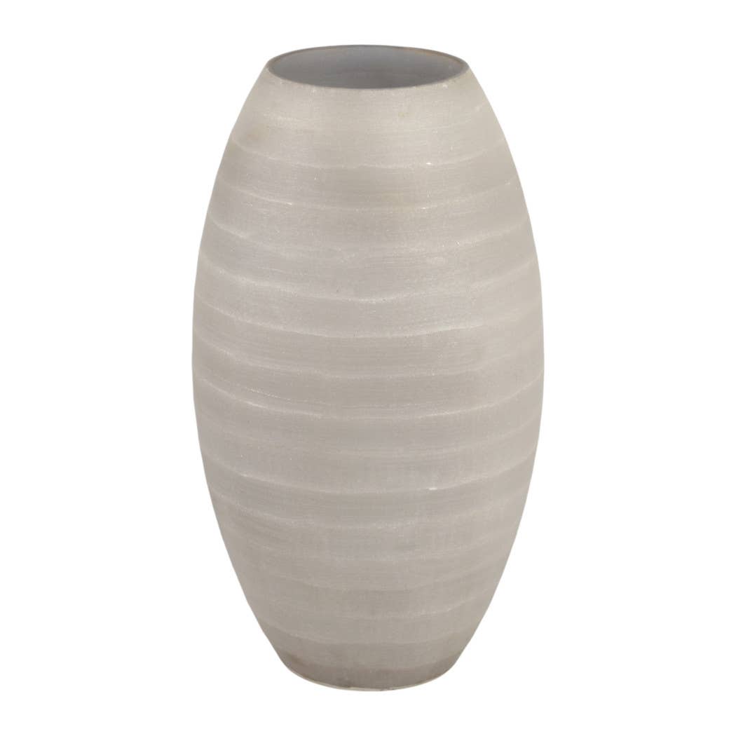 Rustic Gray Etched Glass Decorative Vase