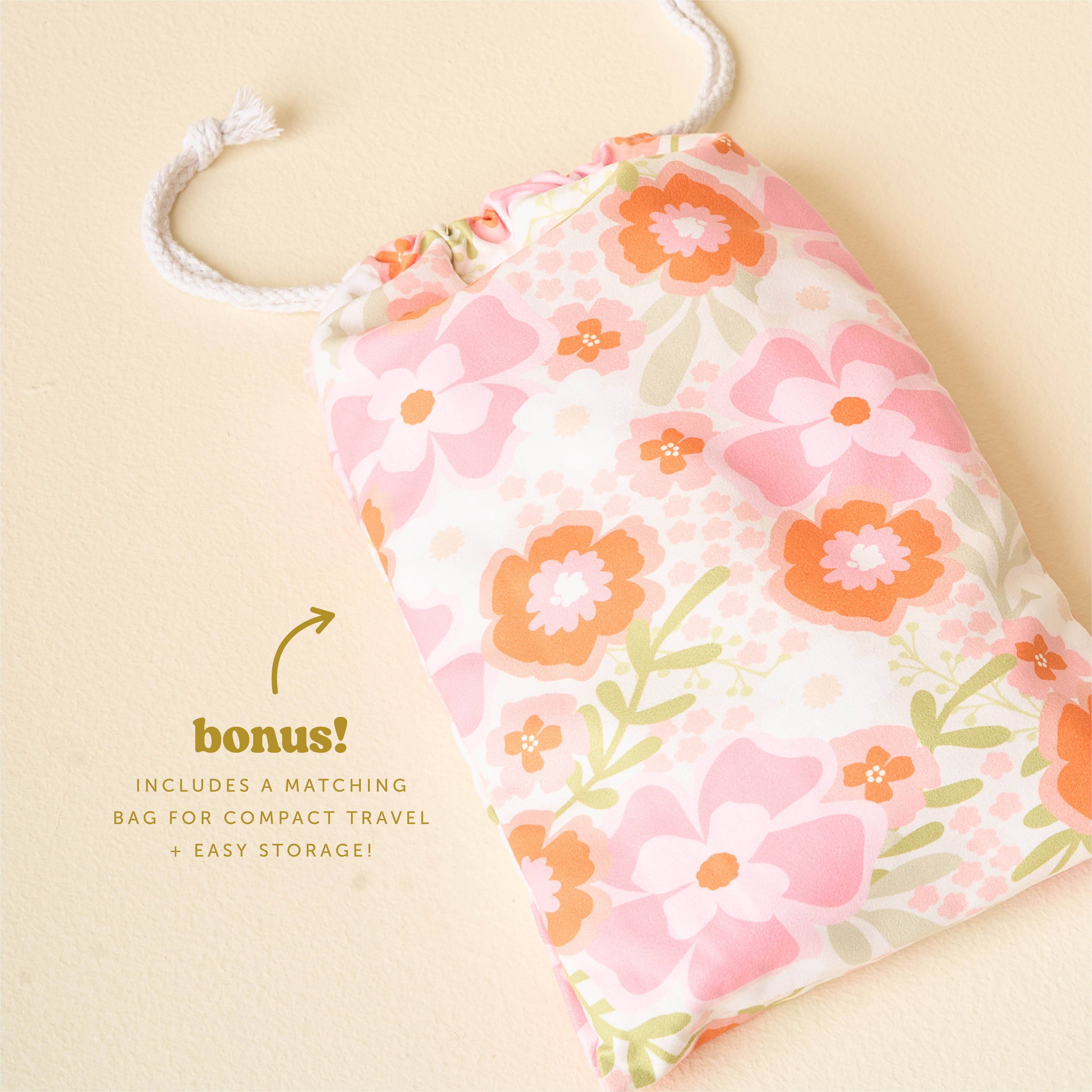 XL Quick-Dry Beach Towel, Beyond Blooms Pink Orange
