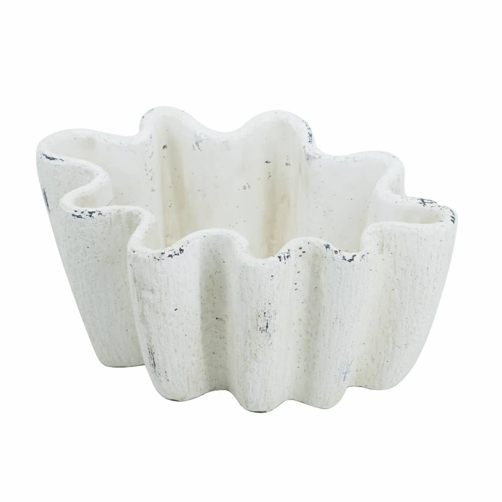 Rustic Scalloped Cement Bowl