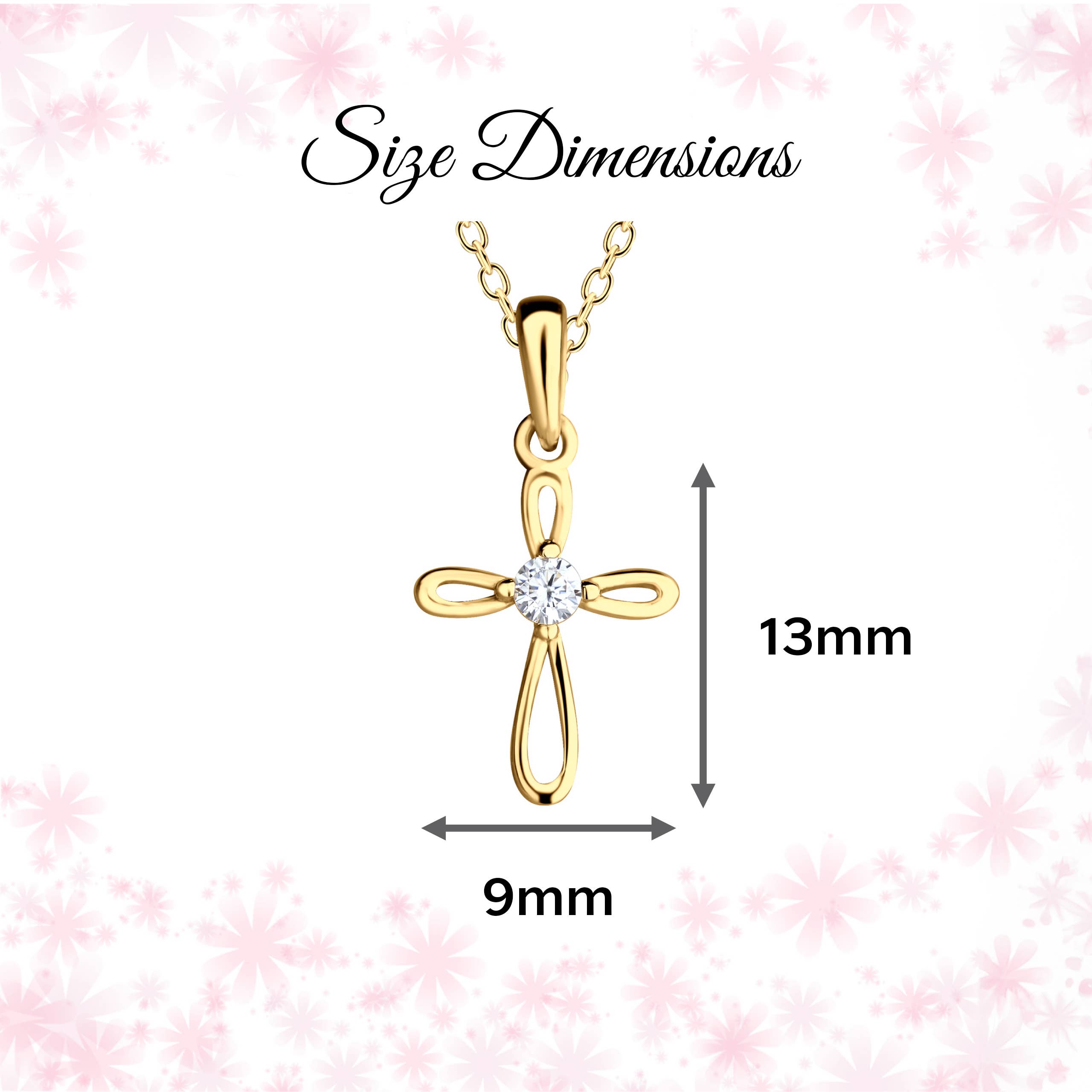 14K Gold-Plated Kids Cross Open Infinity Children's Necklace