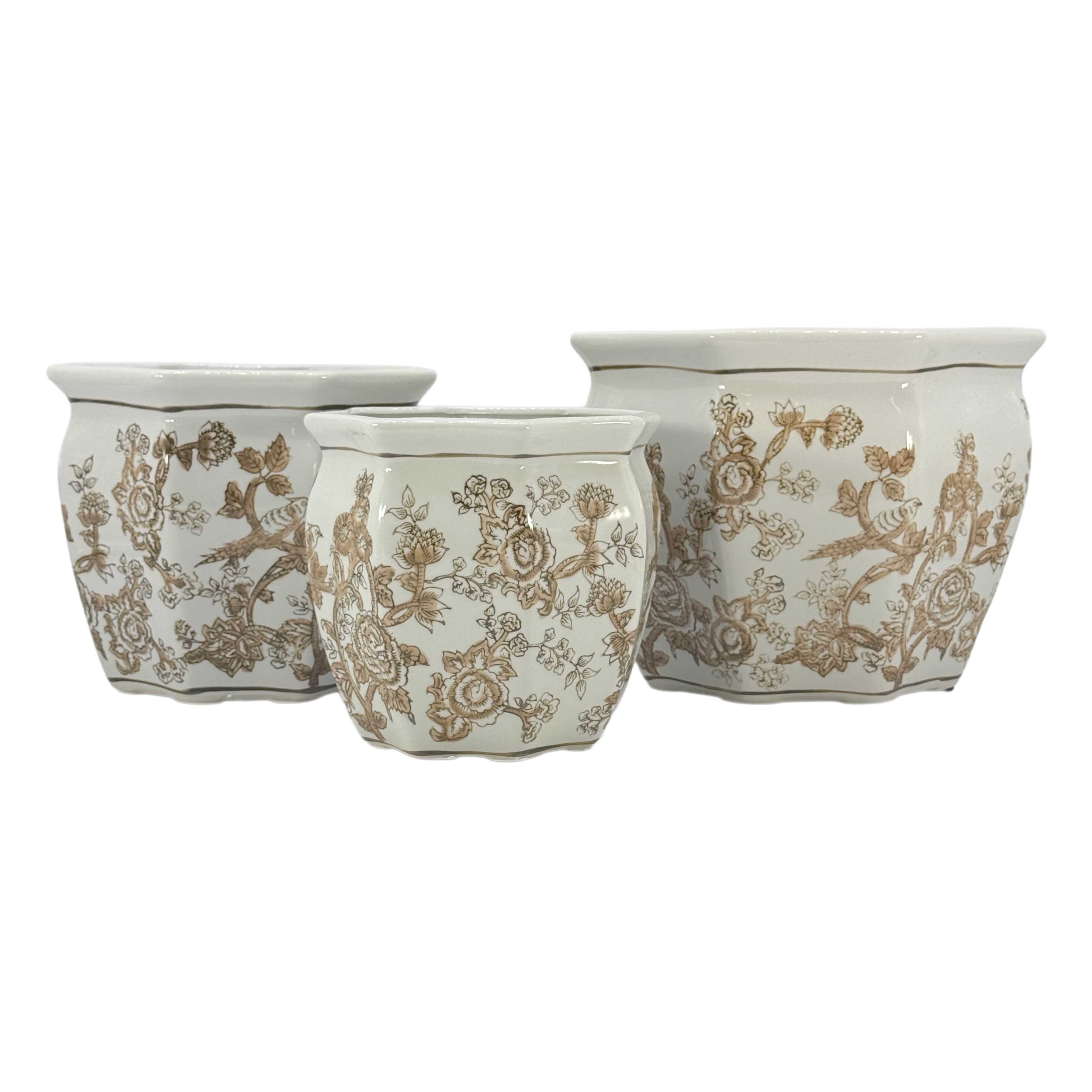 Ceramic Chinoiserie Planter Pots
