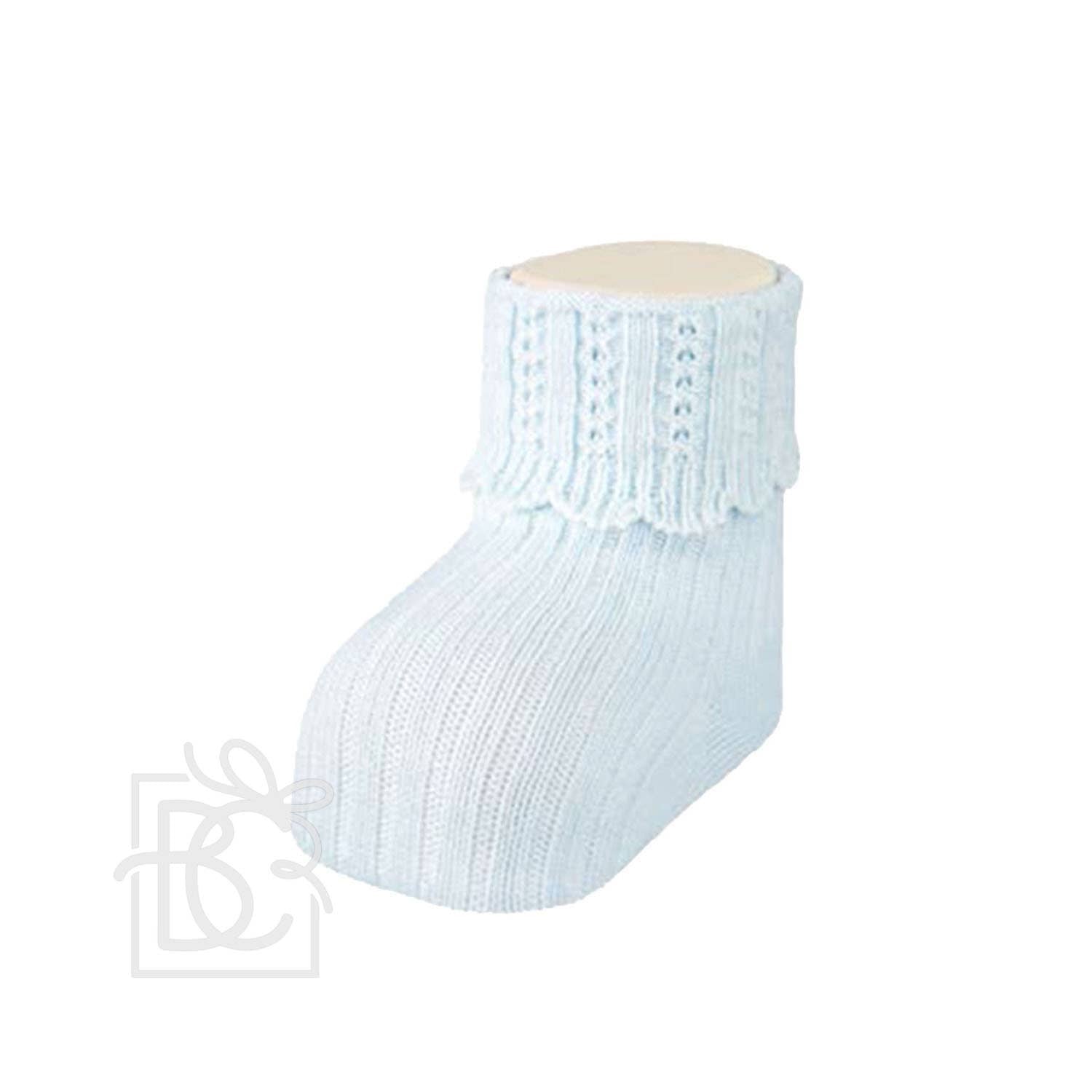 Newborn Folded Cuff Socks, Sky Blue |  Baby Shower Madi Burns