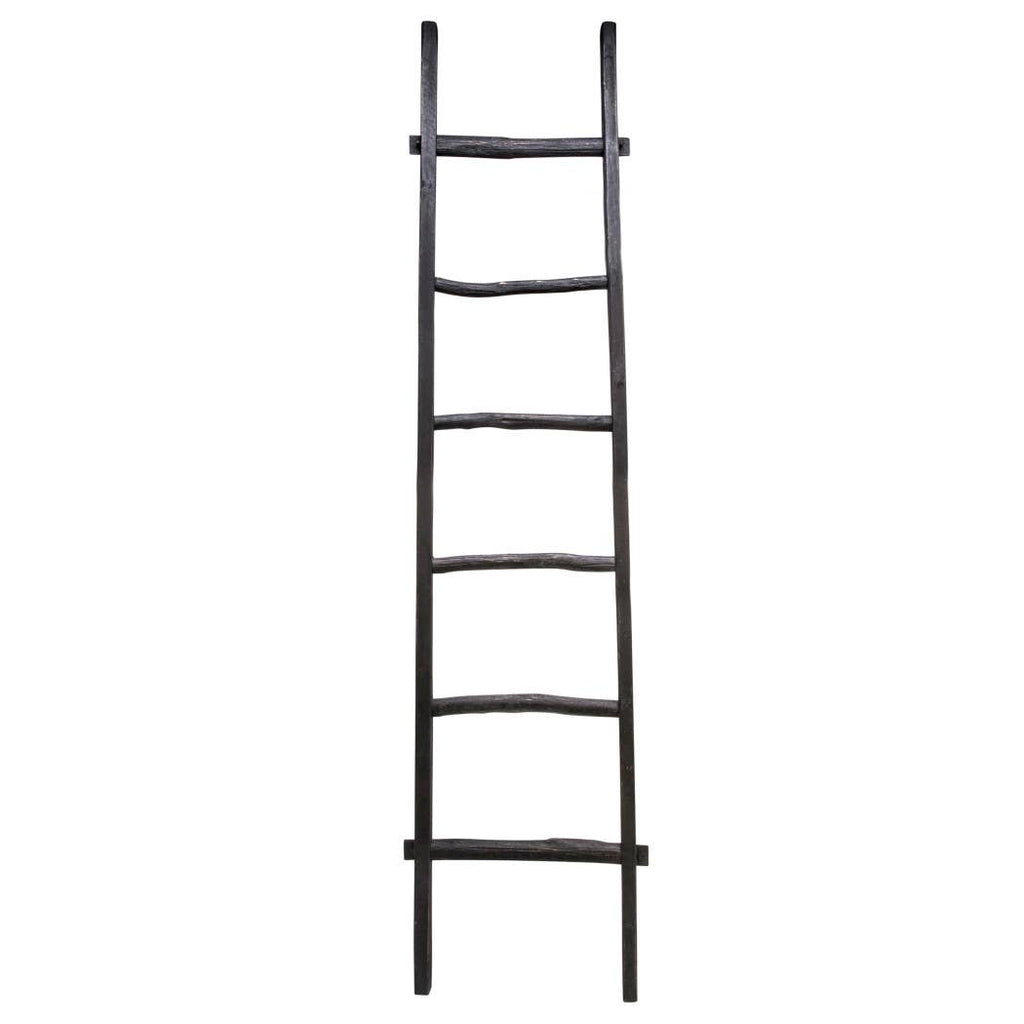 Wood Freestanding Decorative Blanket Ladder - Black, 76 in.