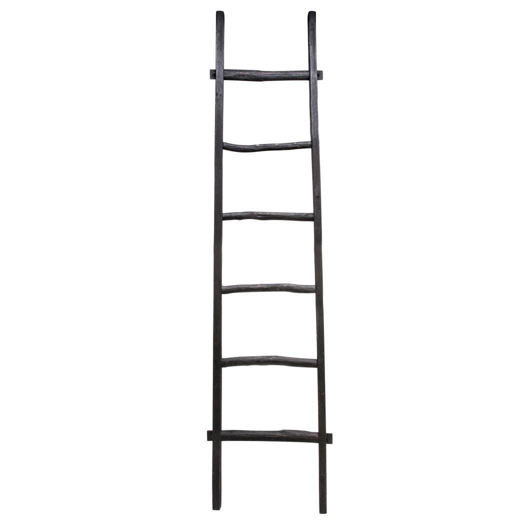 Wood Freestanding Decorative Blanket Ladder - Black, 76 in.