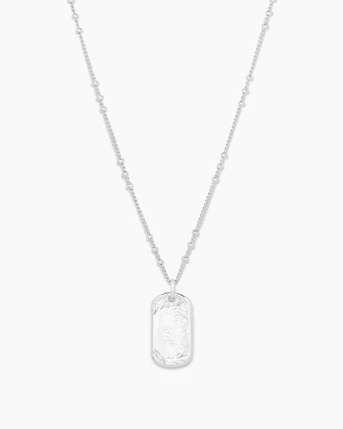 Griffin Dog Tag Necklace, Silver