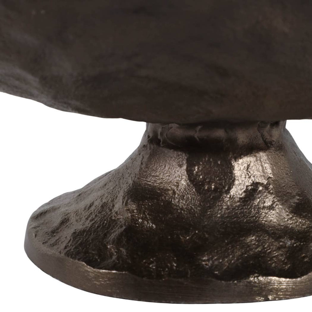 Decorative Bowl - Gold and Bronze Metal Oval Pedestal, 14 in