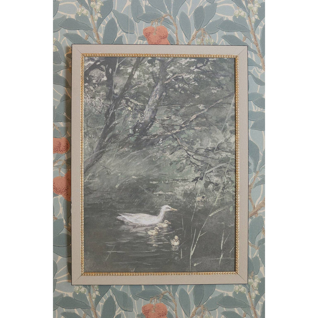 Duck & Ducklings Framed Antique Art