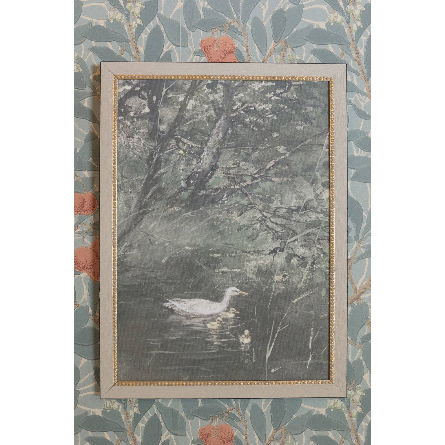 Duck & Ducklings Framed Antique Art