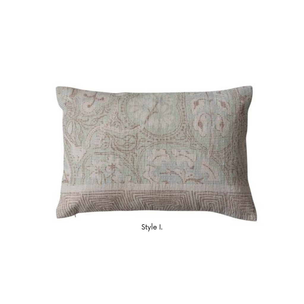 Cotton Chenille Distressed Print Lumbar Pillows