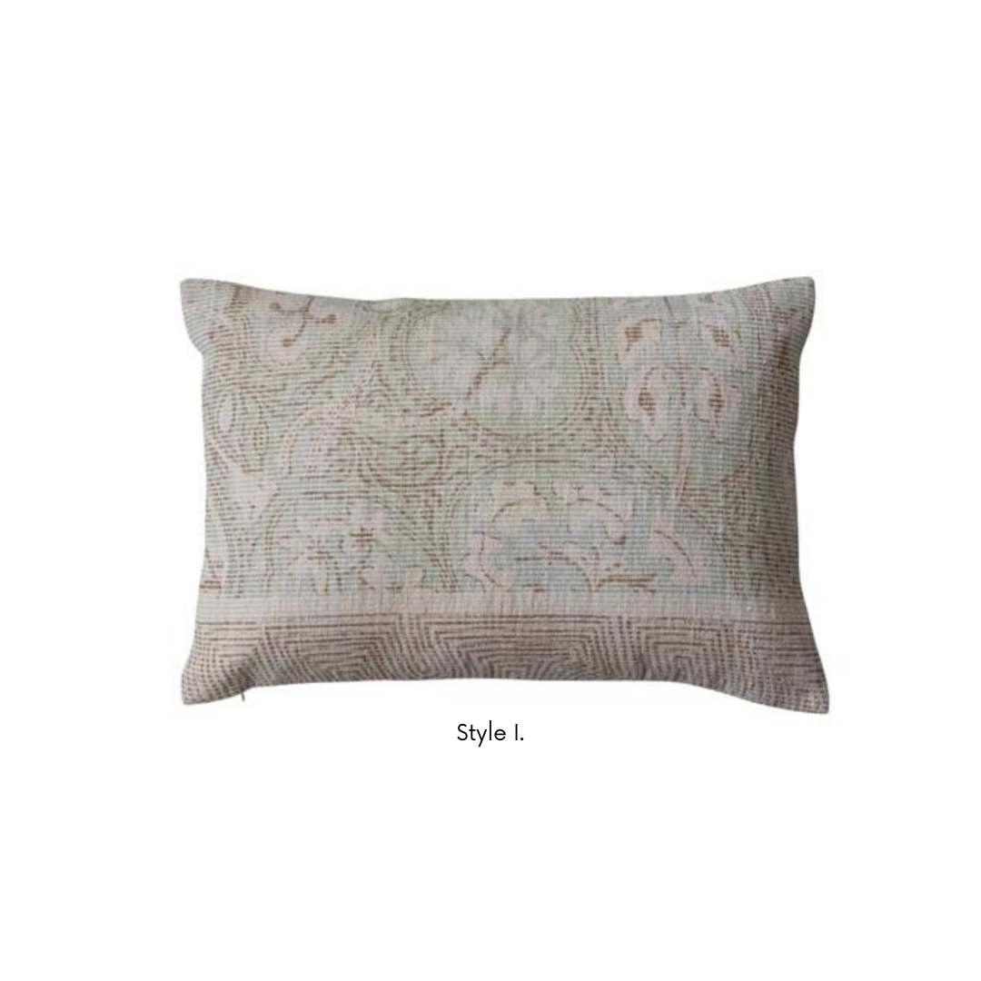 Cotton Chenille Distressed Print Lumbar Pillows