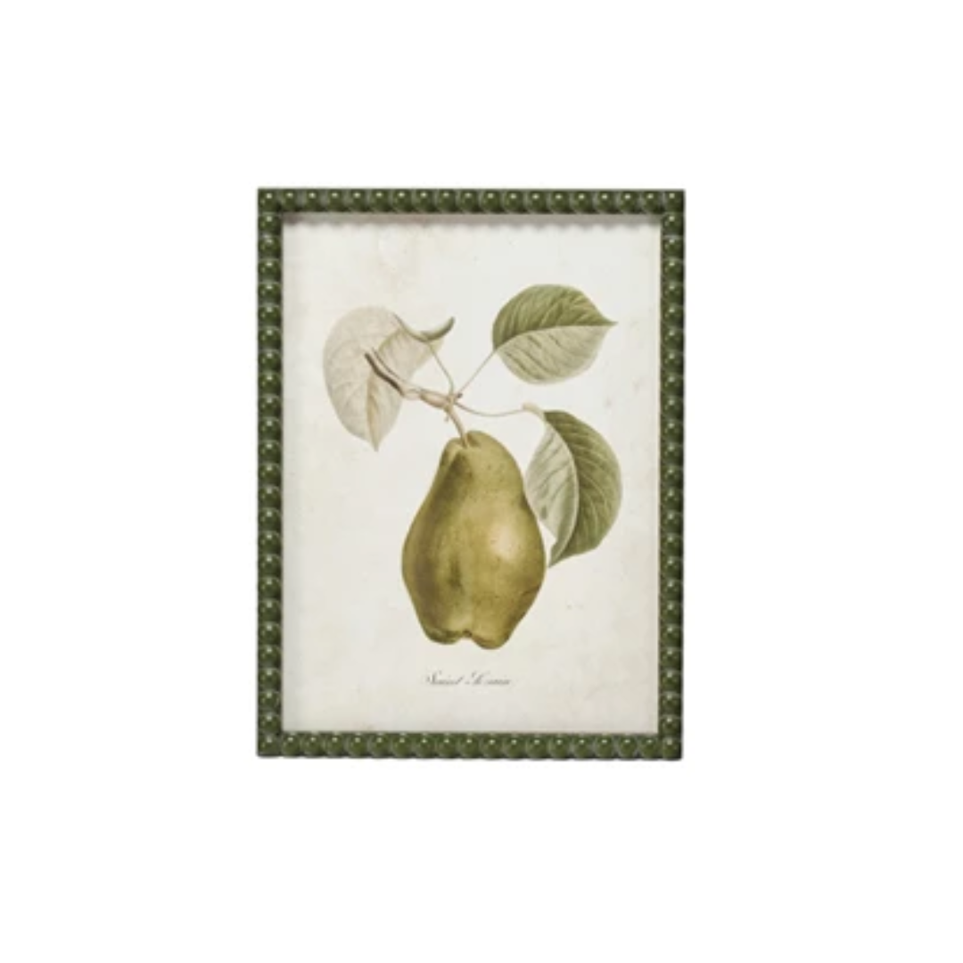 Hobnail Wood Framed Wall Décor w/ Vintage Reproduction Print, 9 Styles