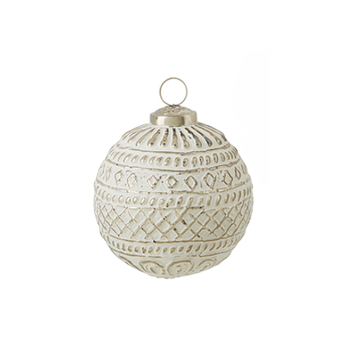 Whitewashed Mercury Glass Ball Ornament
