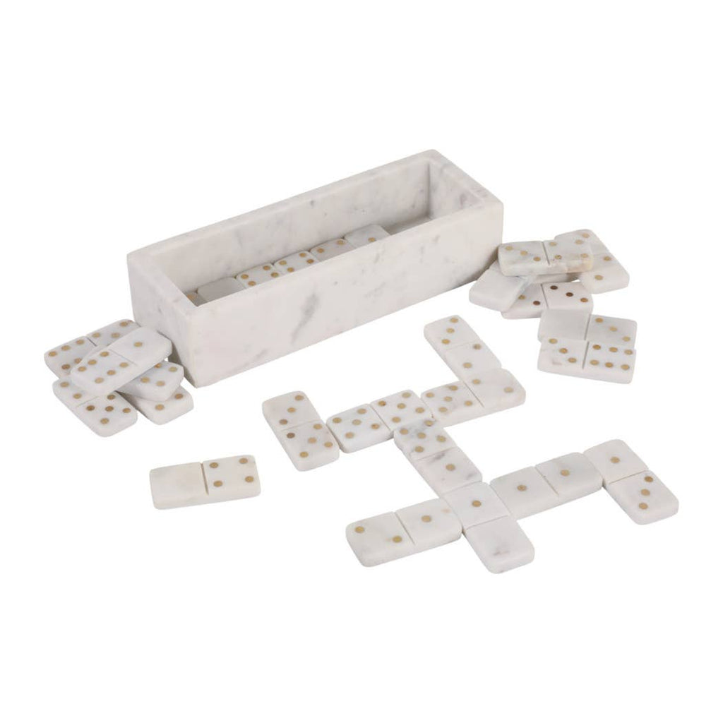 White and Gold Marble Rectangular Dominoes, 10 in.