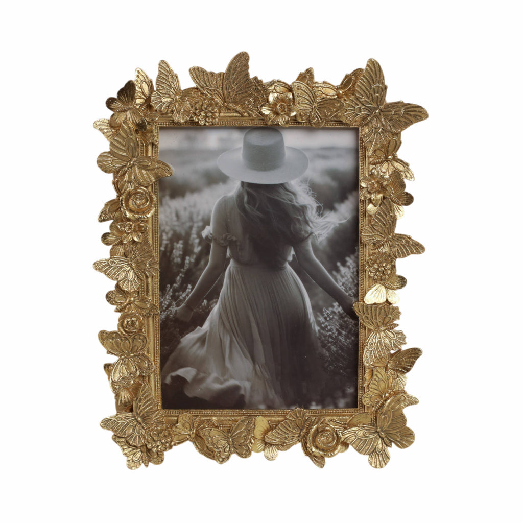 Photo Frame - Gold Polyresin Butterfly in Bloom 5x7 in.