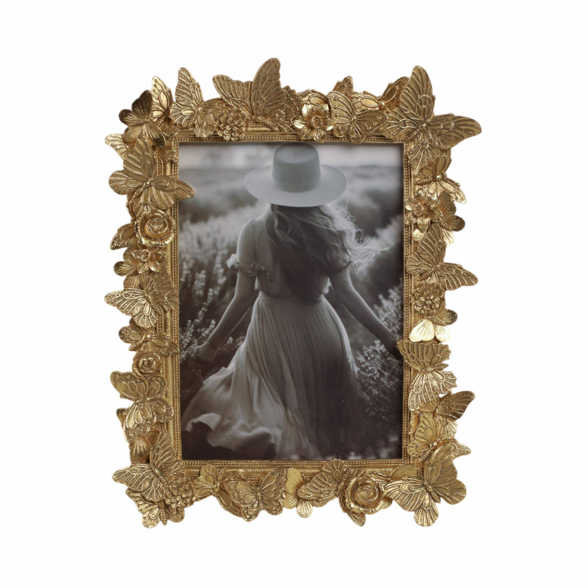 Photo Frame - Gold Polyresin Butterfly in Bloom 5x7 in.
