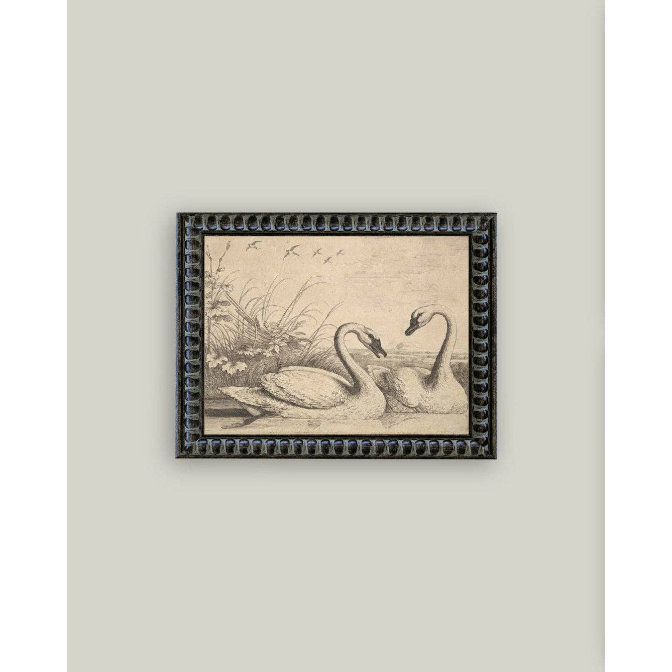 Two Swans Framed Antique Art