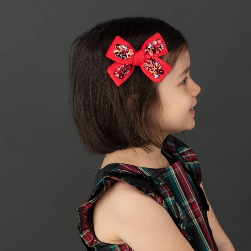 Holiday Velvet Sequin Bow