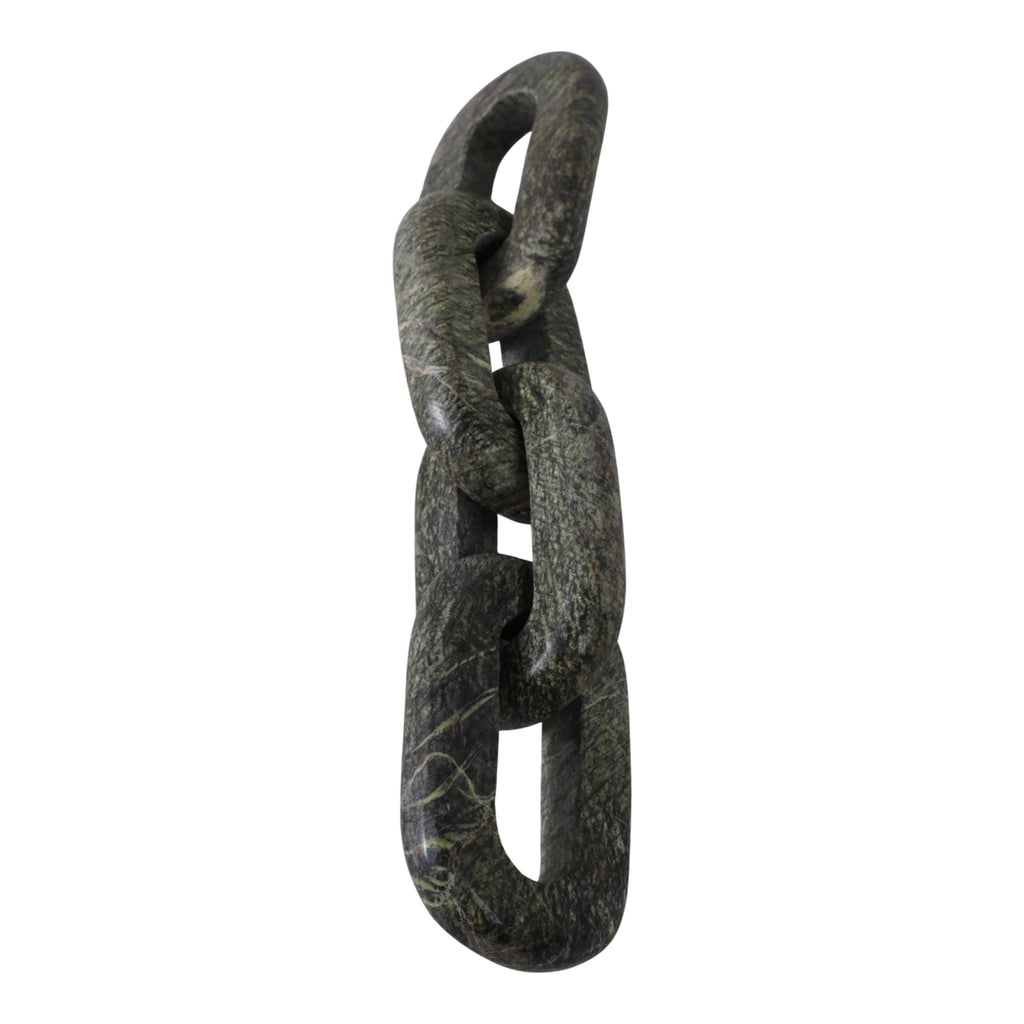 Marble Modern Four-Link Chain Sculpture - Green, 14 in.