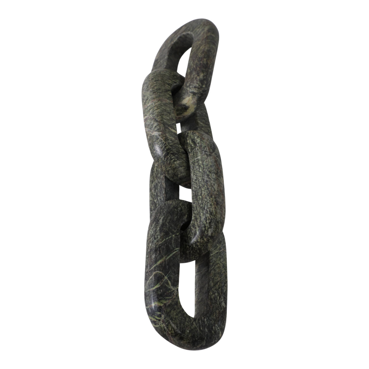 Marble Modern Four-Link Chain Sculpture - Green, 14 in.