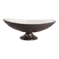 Decorative Bowl - Gold and Bronze Metal Oval Pedestal, 14 in