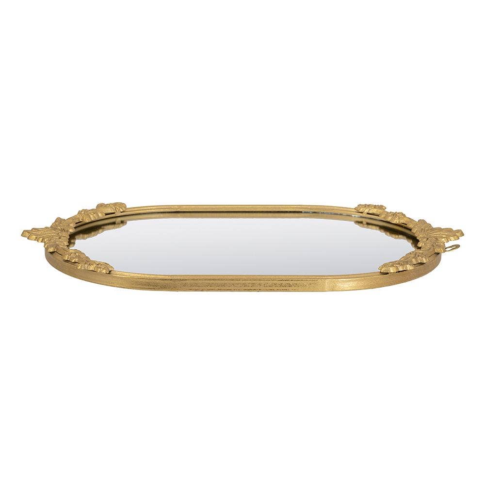 Mirror Tray with Gold Iron Floral Frame