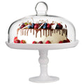 White Pedestal Cake Stand and Clear Dome 25 cm