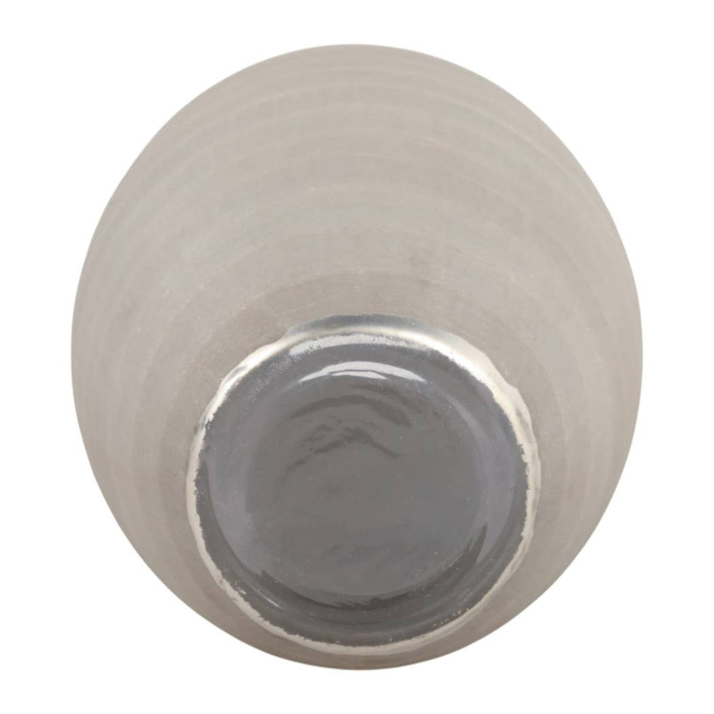 Rustic Gray Etched Glass Decorative Vase