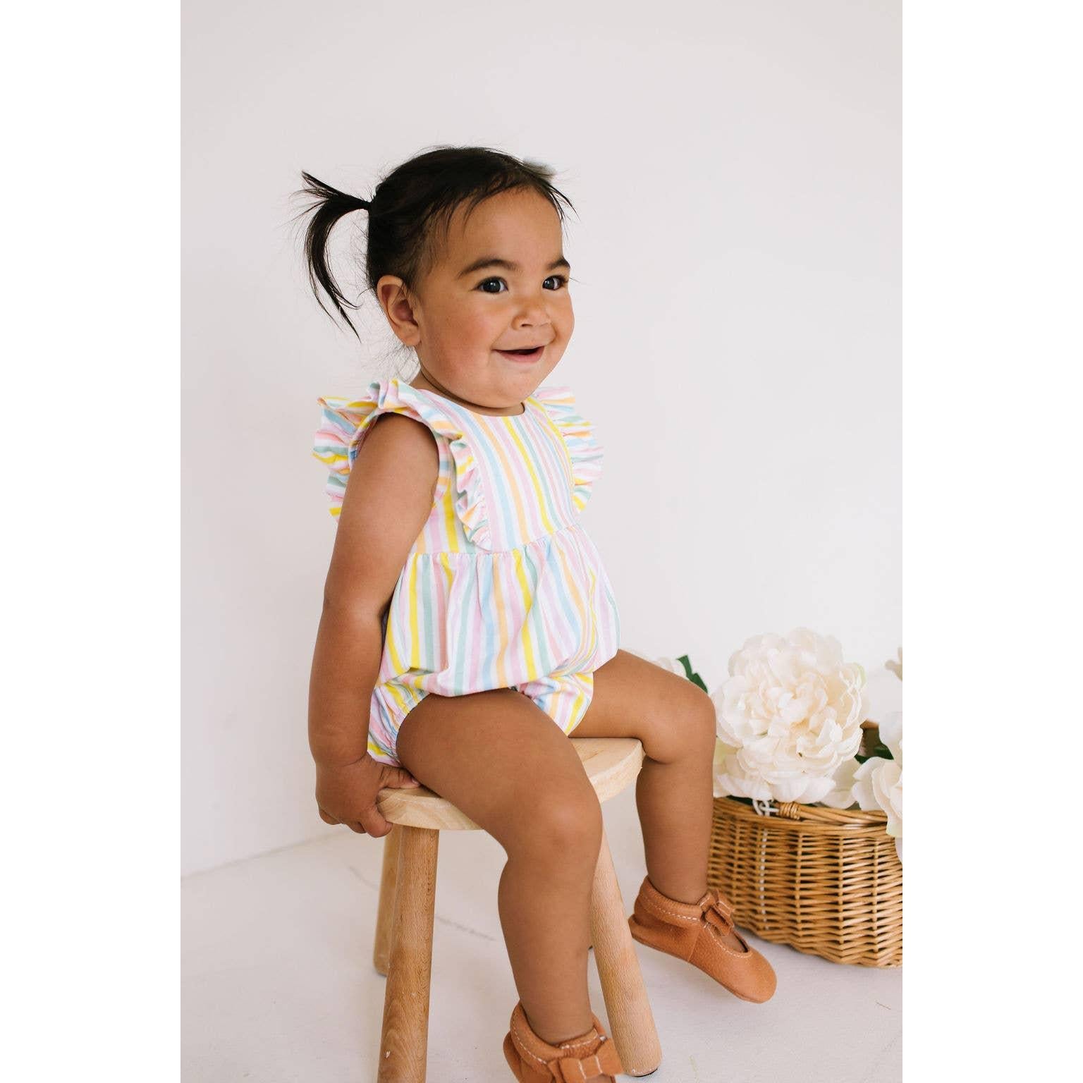 Ollie Jay Amelia Romper in Pastel Stripe