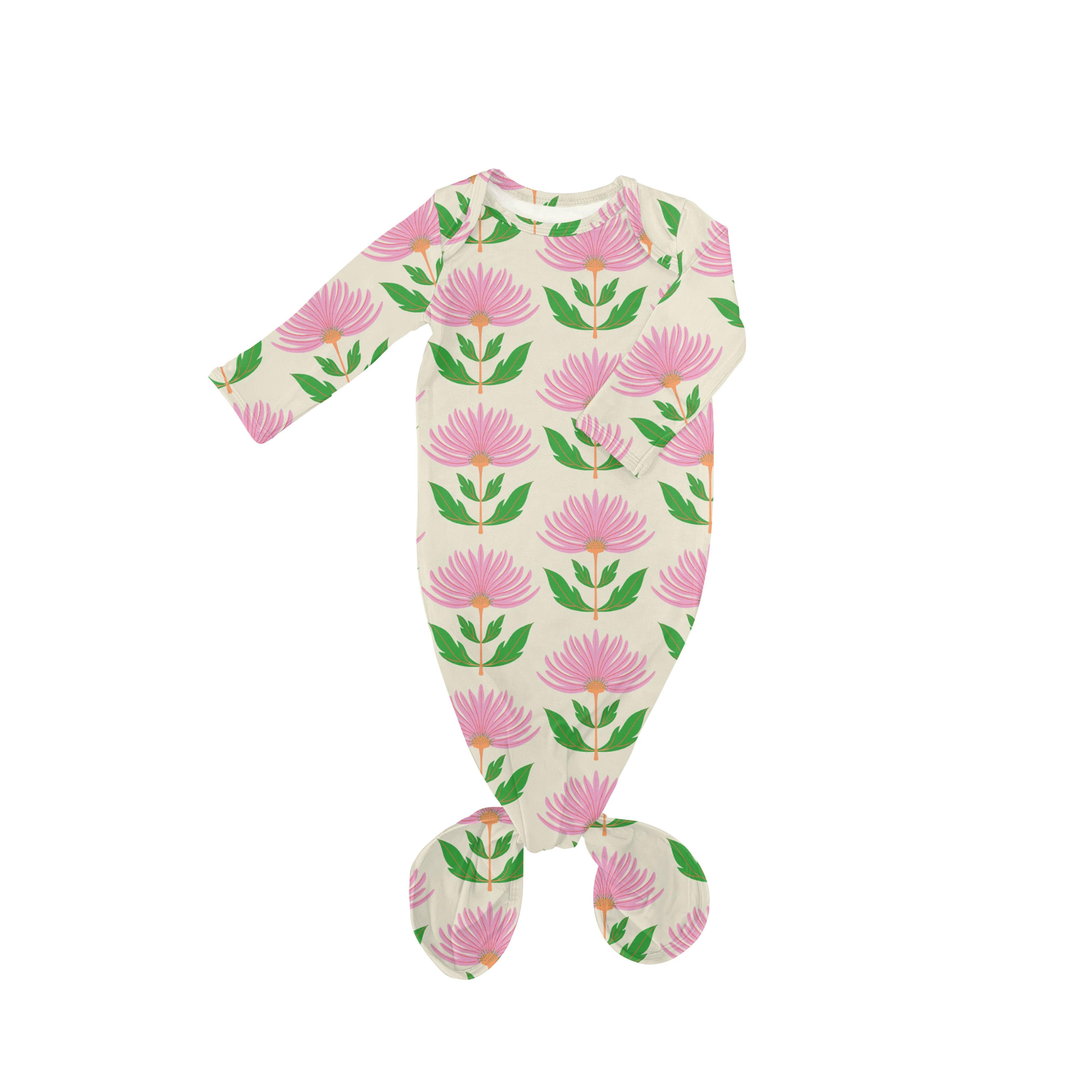 Knotted Gown, Pink Block Flower