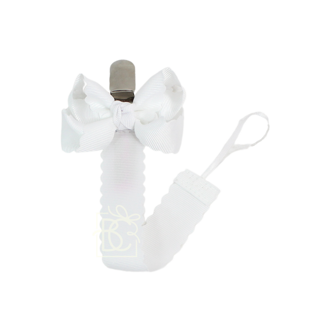 Scalloped Grosgrain Pacifier Clip w/ Detachable Bow