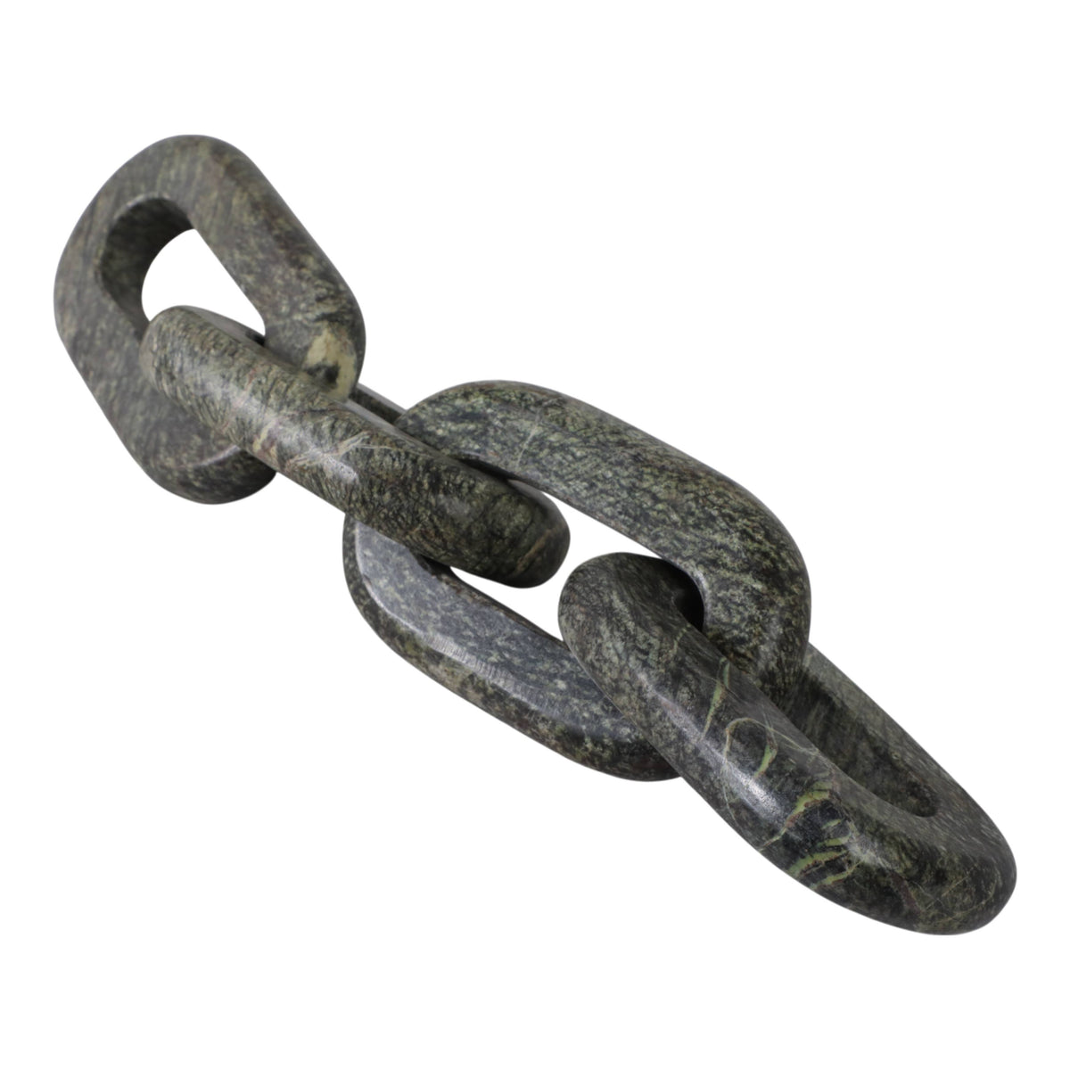 Marble Modern Four-Link Chain Sculpture - Green, 14 in.