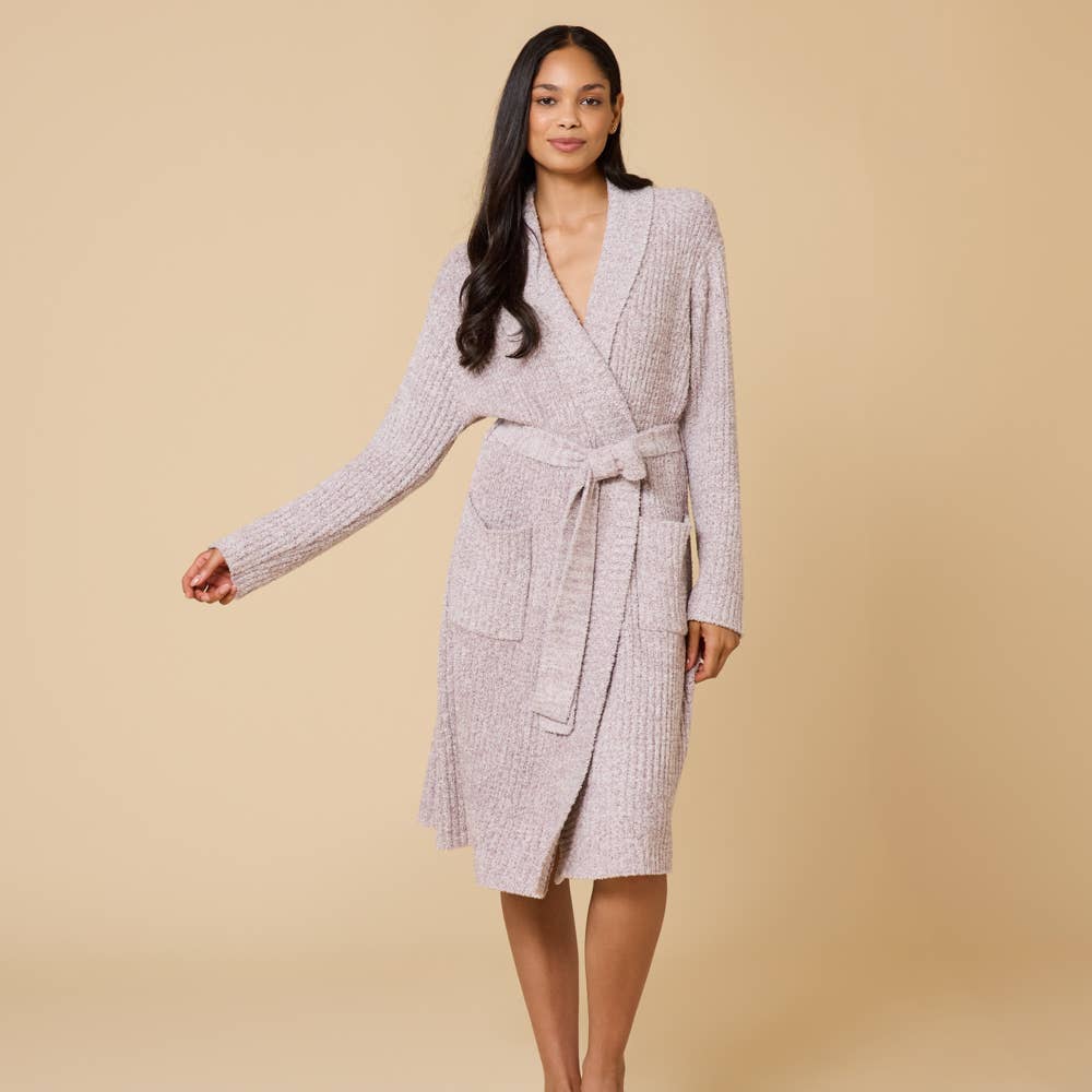 Soft and Plush 38" Marshmallow Rib Women's Wrap Robe