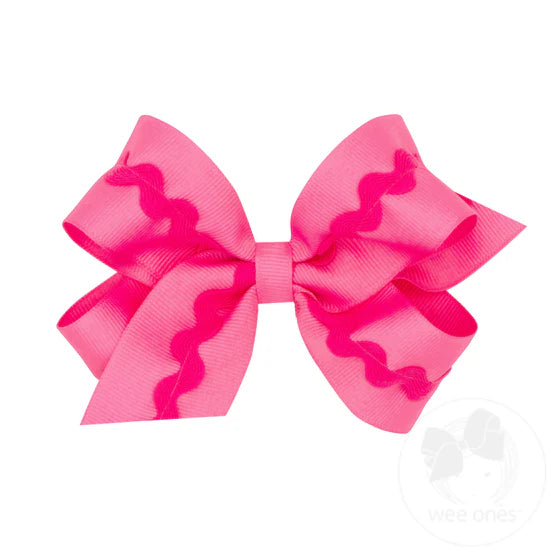 Medium Grosgrain Hair Bow with Ric-Rac Trim