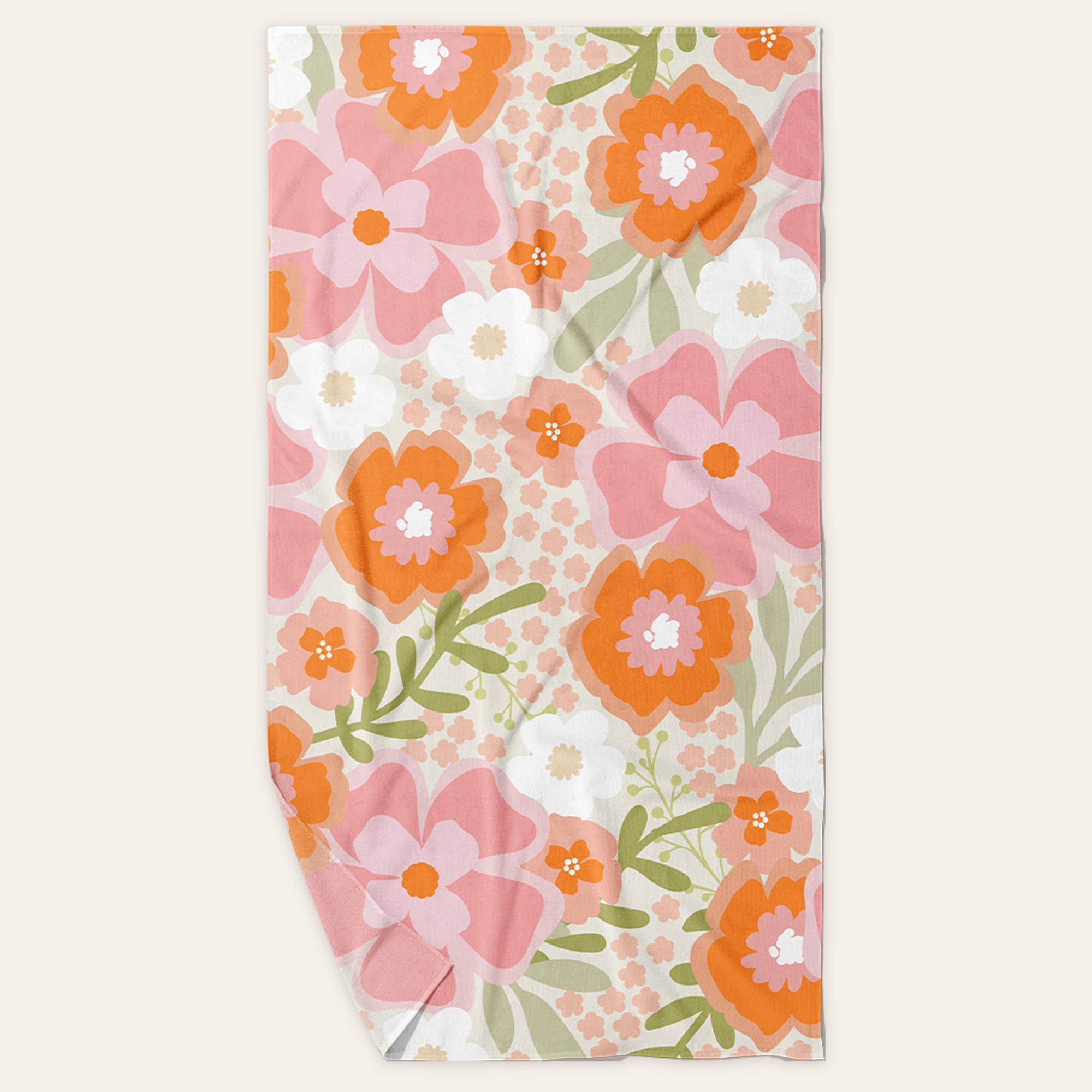 XL Quick-Dry Beach Towel, Beyond Blooms Pink Orange